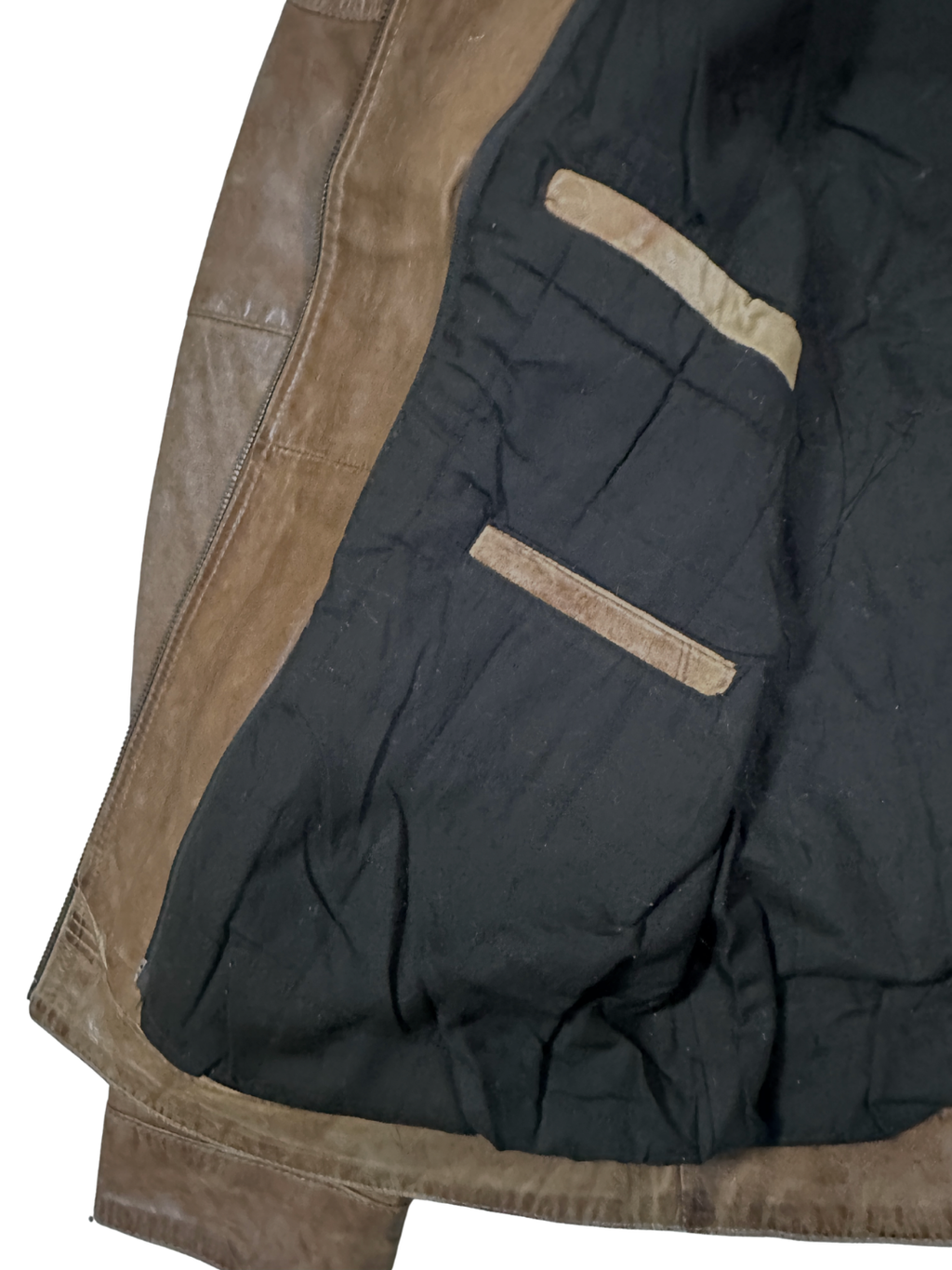 Vintage Angelo Litrico Tan Genuine Leather Moto Racer Jacket - Large
