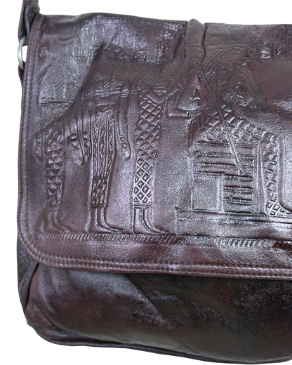 Vintage Embossed Egyptian Pharaonic Genuine Leather Bag