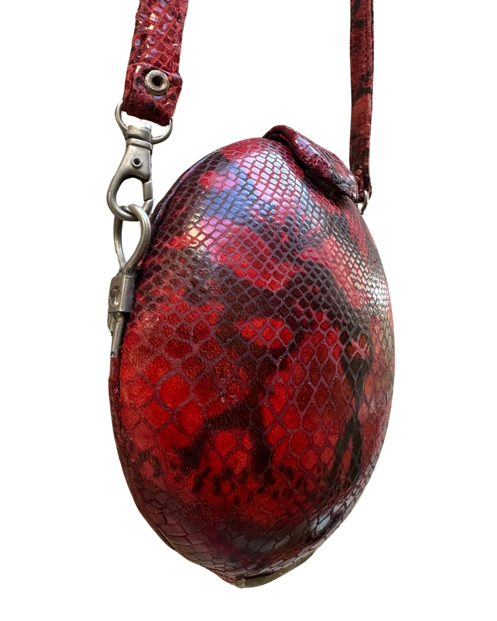Snake Print Round Statement Bag