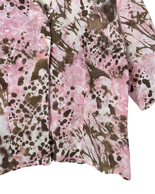 Vintage Barisal Sheer Animal Print Women's Shirt