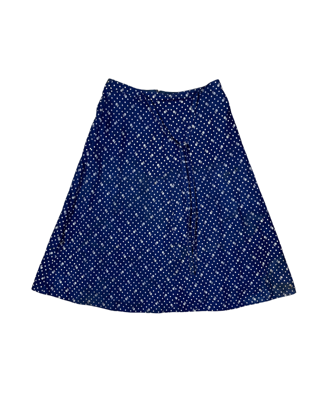 Vintage Navy Blue Floral Midi Skirt