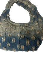 Y2K Distressed Denim Mini Bag with Bow Detail