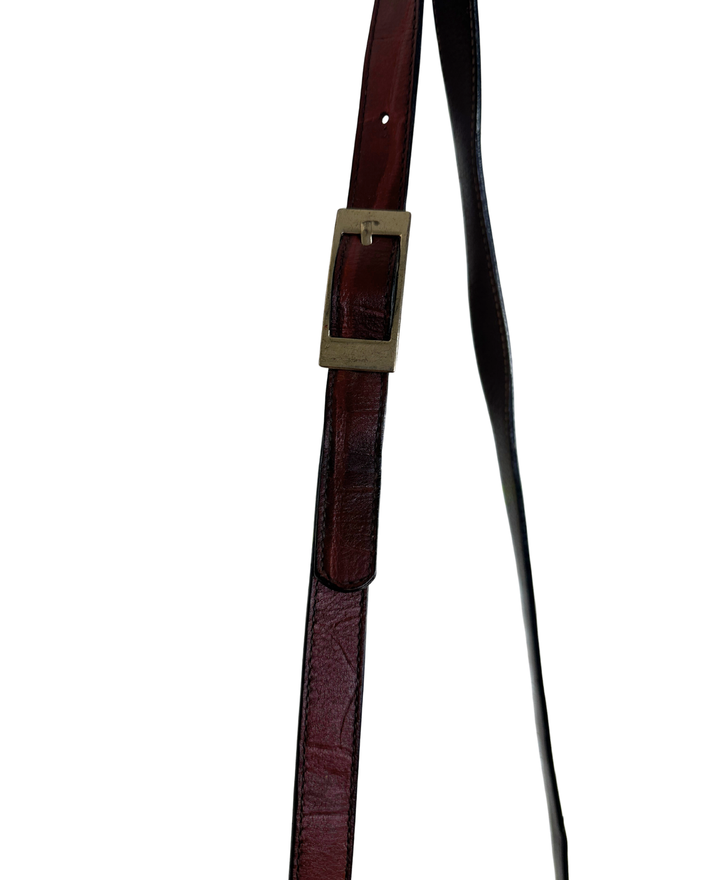 Two-Tone Brown Genuine Leather Crossbody Bag w/ Croc-Embossed Flap