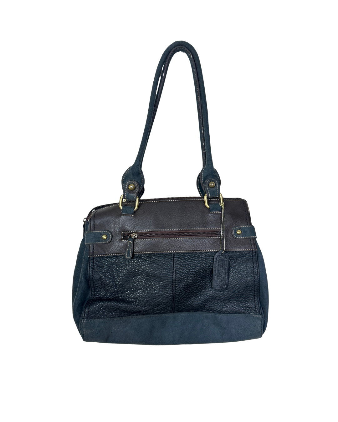 Vintage Y2K AURIELLE Brown & Black Genuine Leather Shoulder Tote