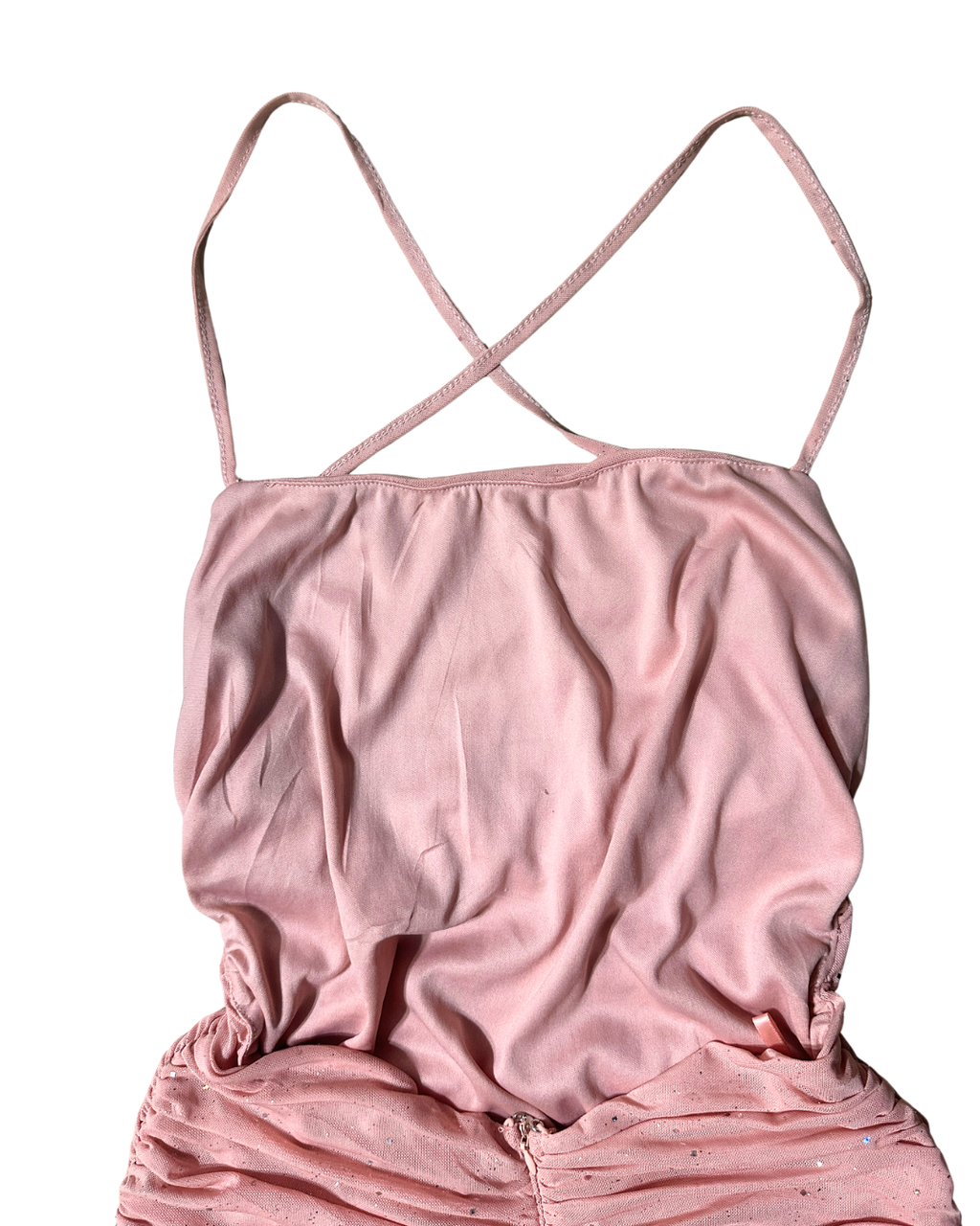 Pink Open-back Ruched Dress