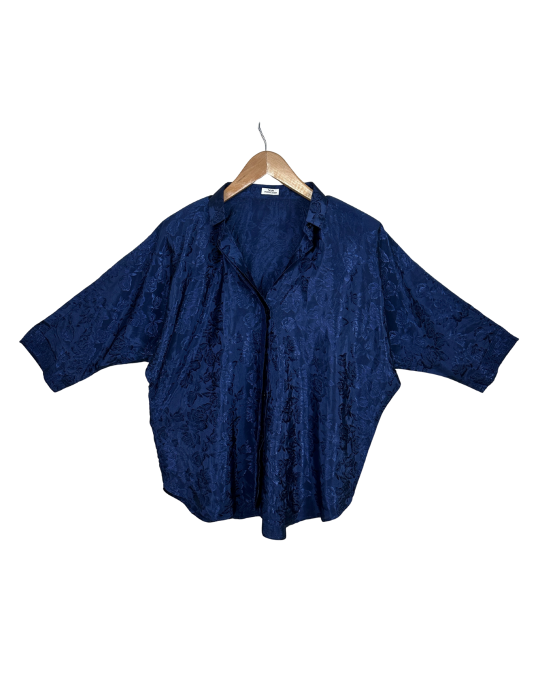 Vintage 80s V.P. Thailand Dolman Sleeve Jaquard Shirt w/ Shoulder Pads