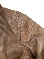 Vintage Angelo Litrico Tan Genuine Leather Moto Racer Jacket - Large