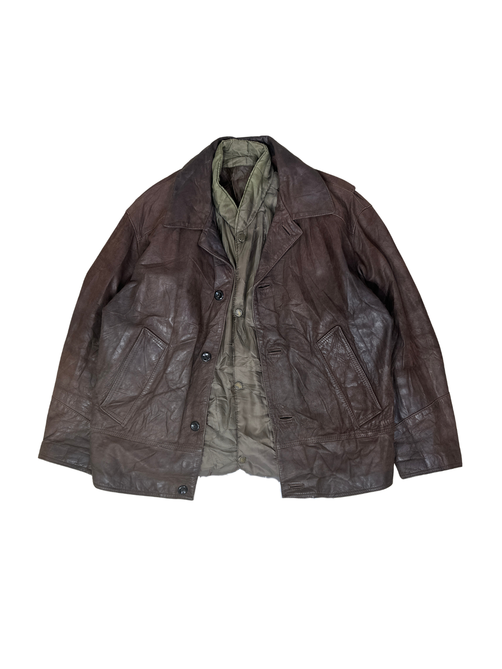 Vintage 2in1 Genuine Leather Jacket with Detachable Vest