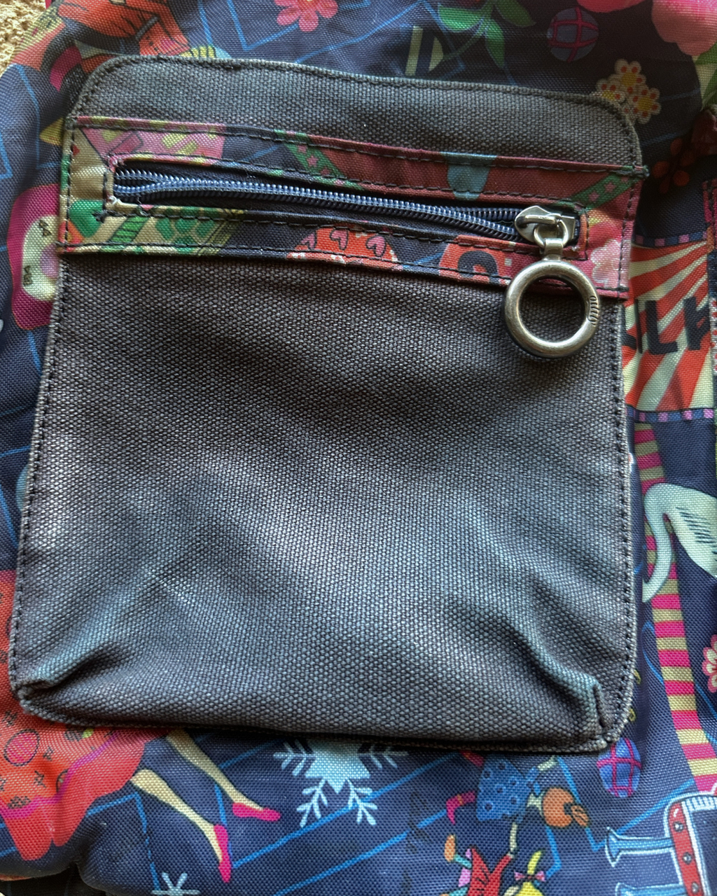 Vintage Oilily Whimsical Print Multi-Pocket Bag