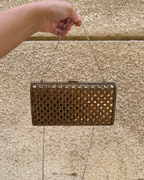 Rhinestone Studded Metallic Evening Clutch Bag