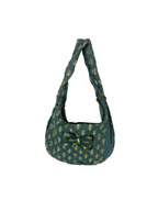 Y2K Distressed Denim Mini Shoulder Bag with Bow Detail
