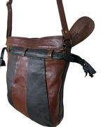 90s Grunge Slouchy Genuine Leather Bag with Plaid Lining
