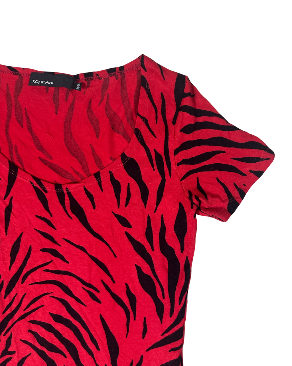 Y2K Tiger Print Scoop Neck Fitted Top