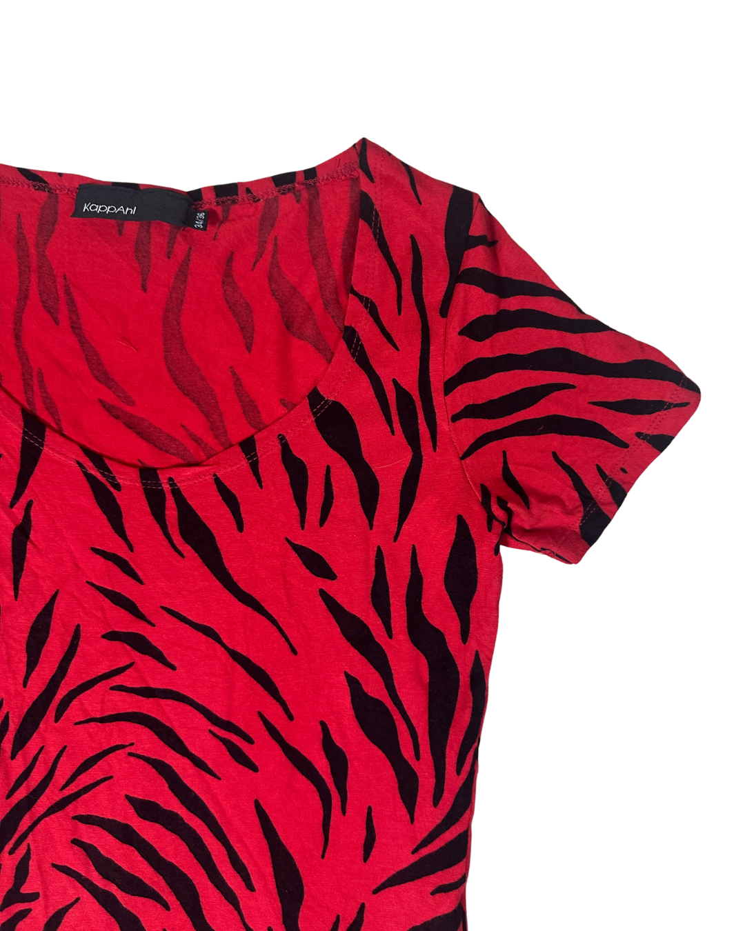 Y2K Tiger Print Scoop Neck Fitted Top
