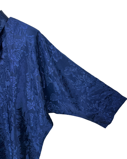 Vintage 80s V.P. Thailand Dolman Sleeve Jaquard Shirt w/ Shoulder Pads