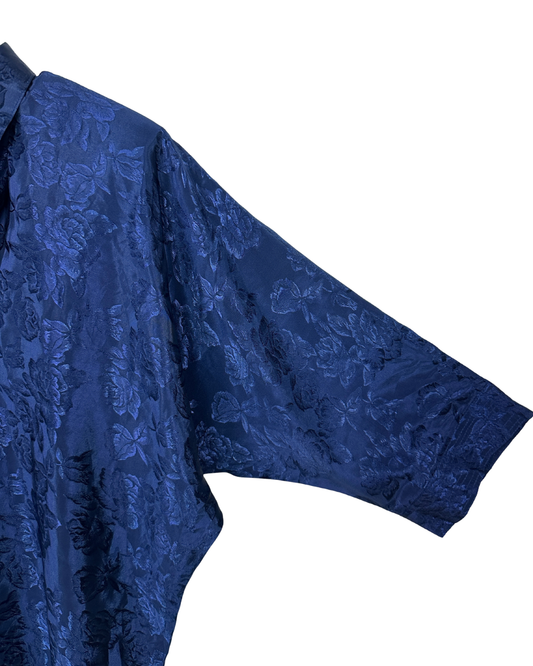 Vintage 80s V.P. Thailand Dolman Sleeve Jaquard Shirt w/ Shoulder Pads