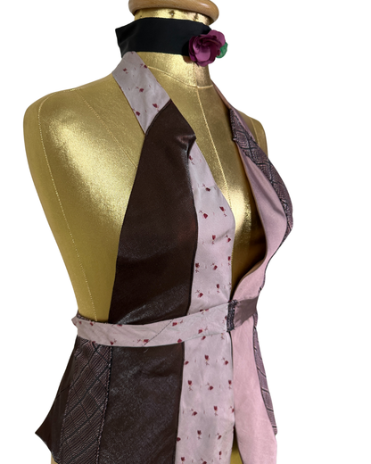 Handmade Upcycled Tie Vest Top with Choker