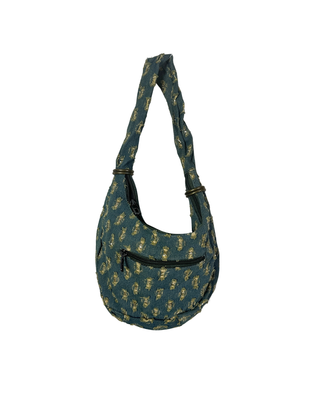 Y2K Distressed Denim Mini Shoulder Bag with Bow Detail
