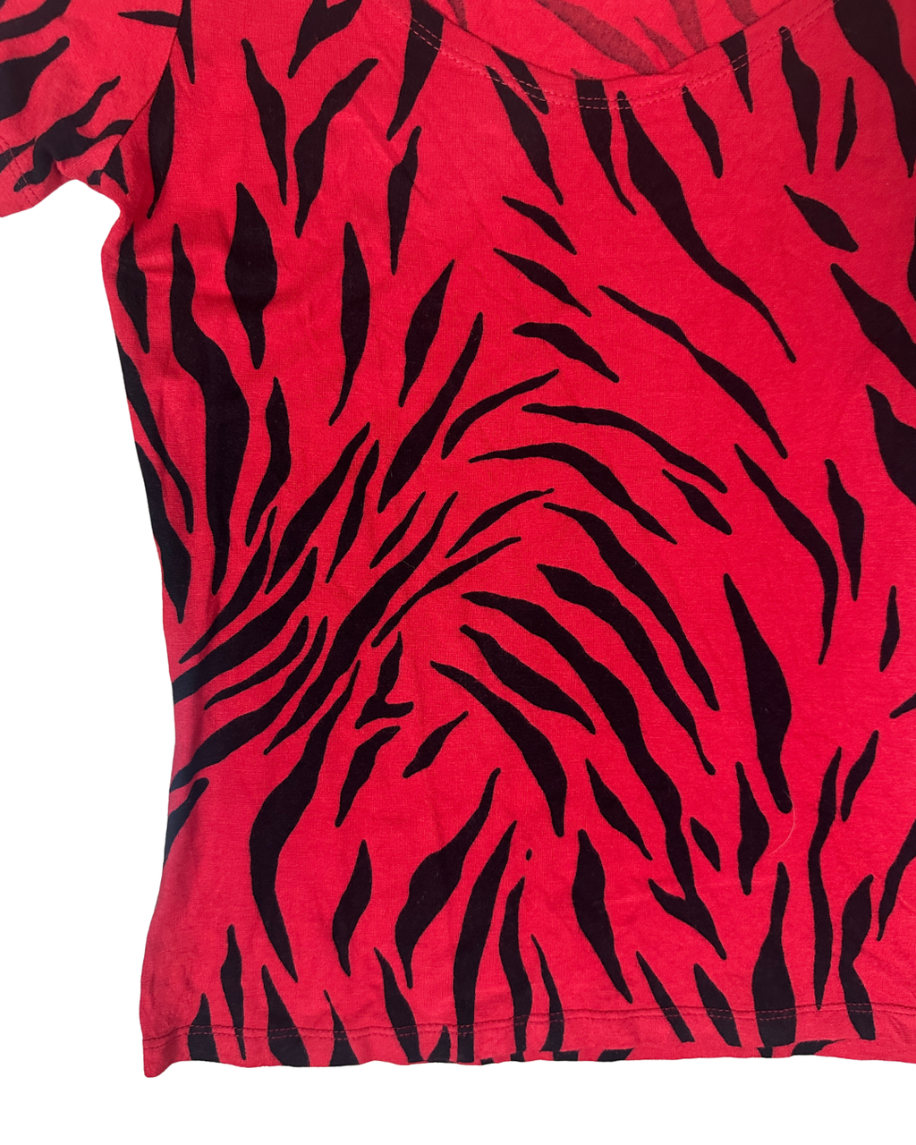 Y2K Tiger Print Scoop Neck Fitted Top