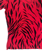 Y2K Tiger Print Scoop Neck Fitted Top