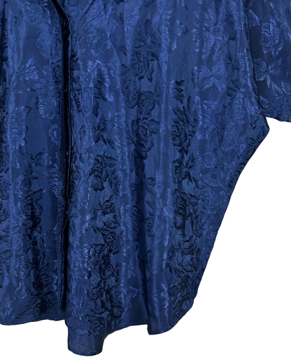 Vintage 80s V.P. Thailand Dolman Sleeve Jaquard Shirt w/ Shoulder Pads