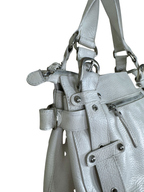 Leather Home Studded Leather Buckled Shoulder Bag
