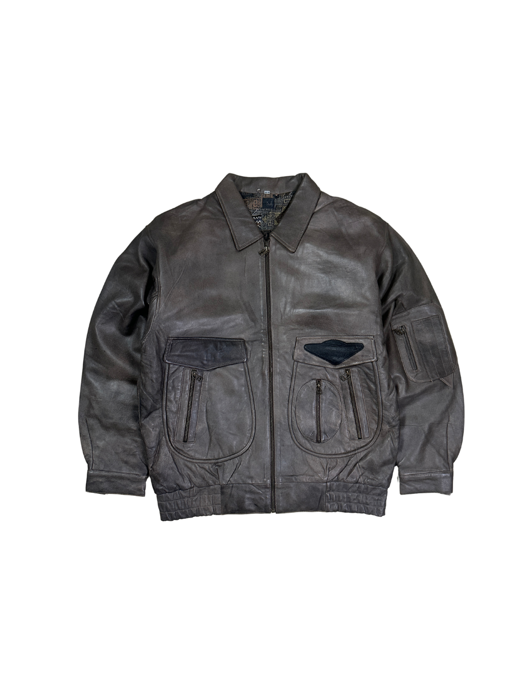 Vintage 90s 3 Suisses 'Le Chouchou' Genuine Leather Aviator Bomber Jacket
