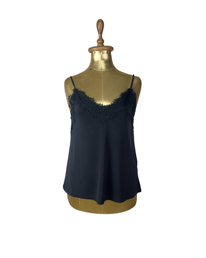 Black Lace-Trim Cami – Adjustable Straps