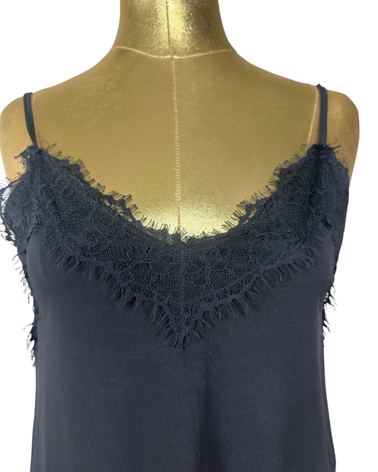 Black Lace-Trim Cami – Adjustable Straps
