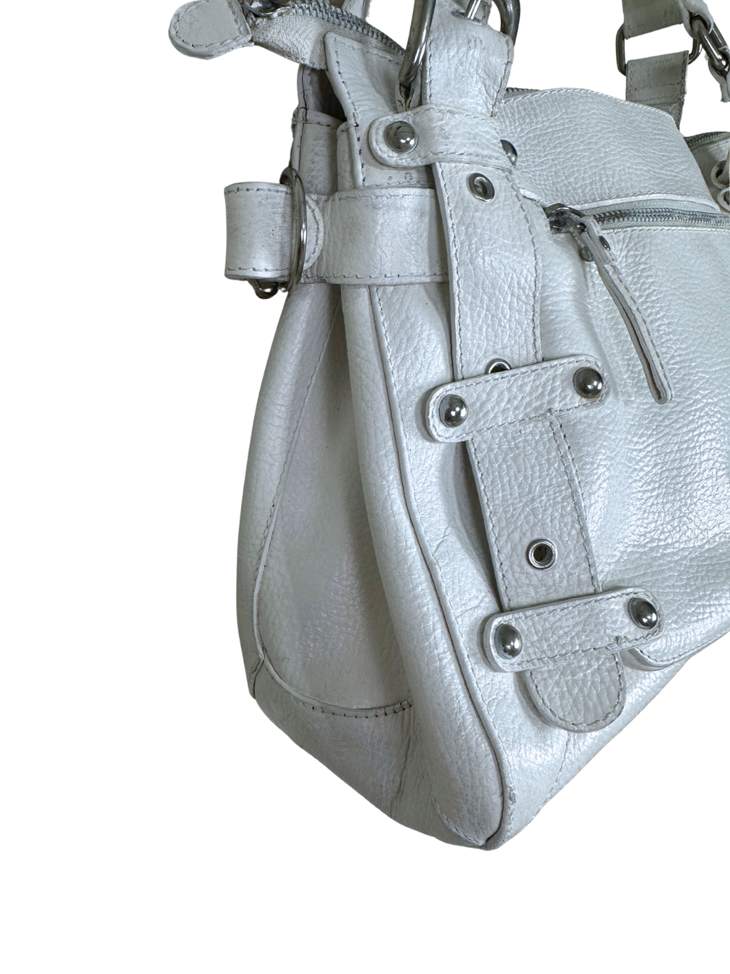 Leather Home Studded Leather Buckled Shoulder Bag