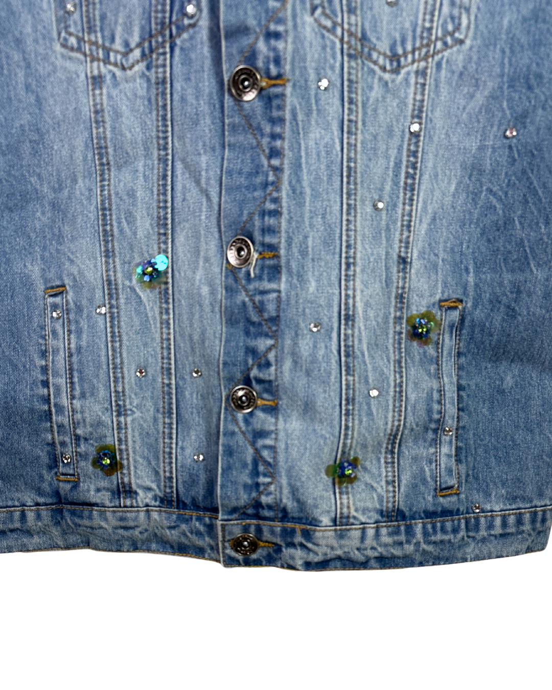 Twist Embellished Denim Vest with Raw Edges