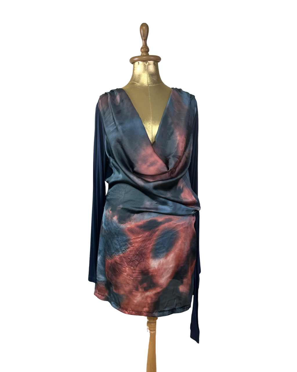 Y2K Laura di Sarpi Abstract Print Cowl Neck Mini Dress