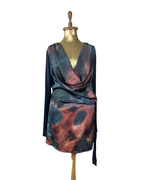 Y2K Laura di Sarpi Abstract Print Cowl Neck Mini Dress