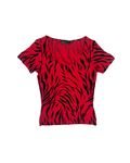 Y2K Tiger Print Scoop Neck Fitted Top