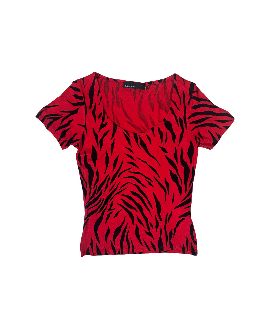 Y2K Tiger Print Scoop Neck Fitted Top