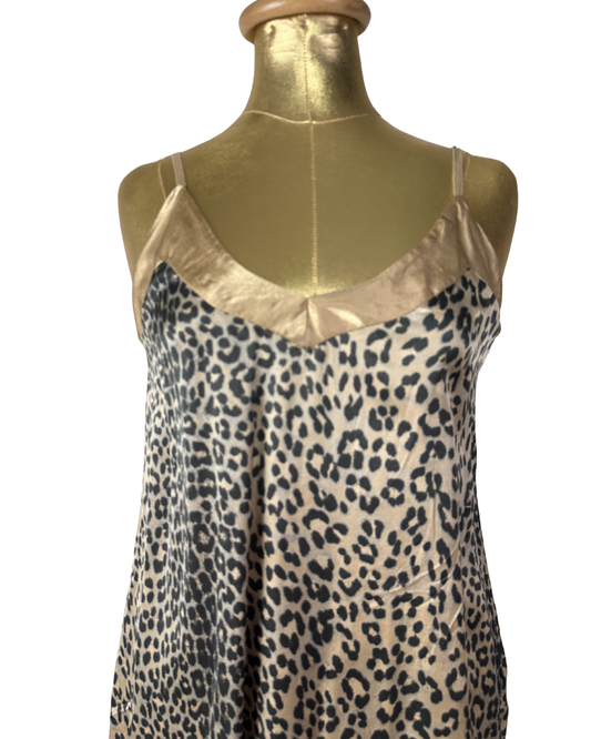 Leopard Print Satin Cami Top - Adjustable Straps