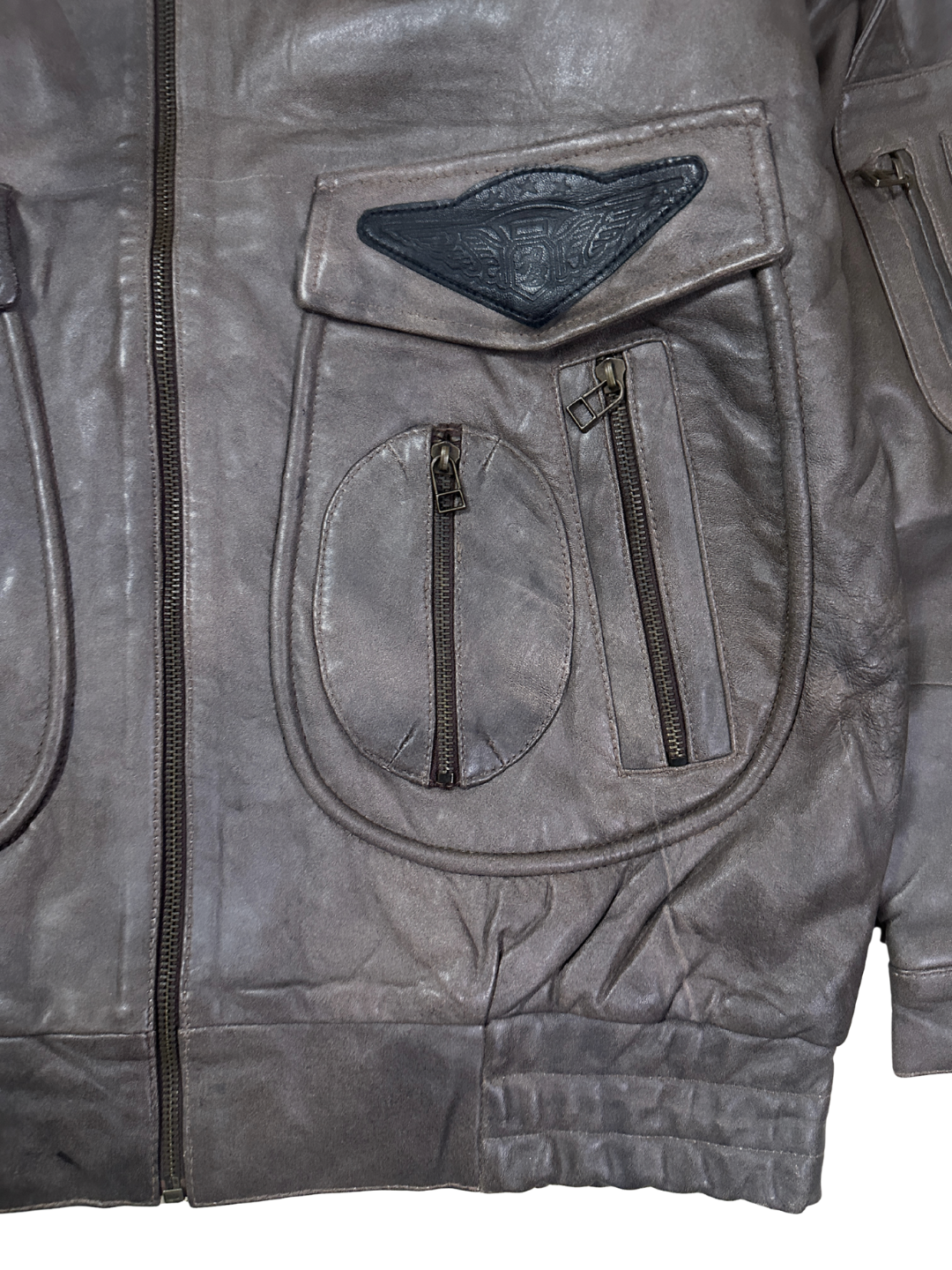 Vintage 90s 3 Suisses 'Le Chouchou' Genuine Leather Aviator Bomber Jacket