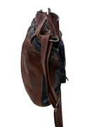 90s Grunge Slouchy Genuine Leather Bag with Plaid Lining