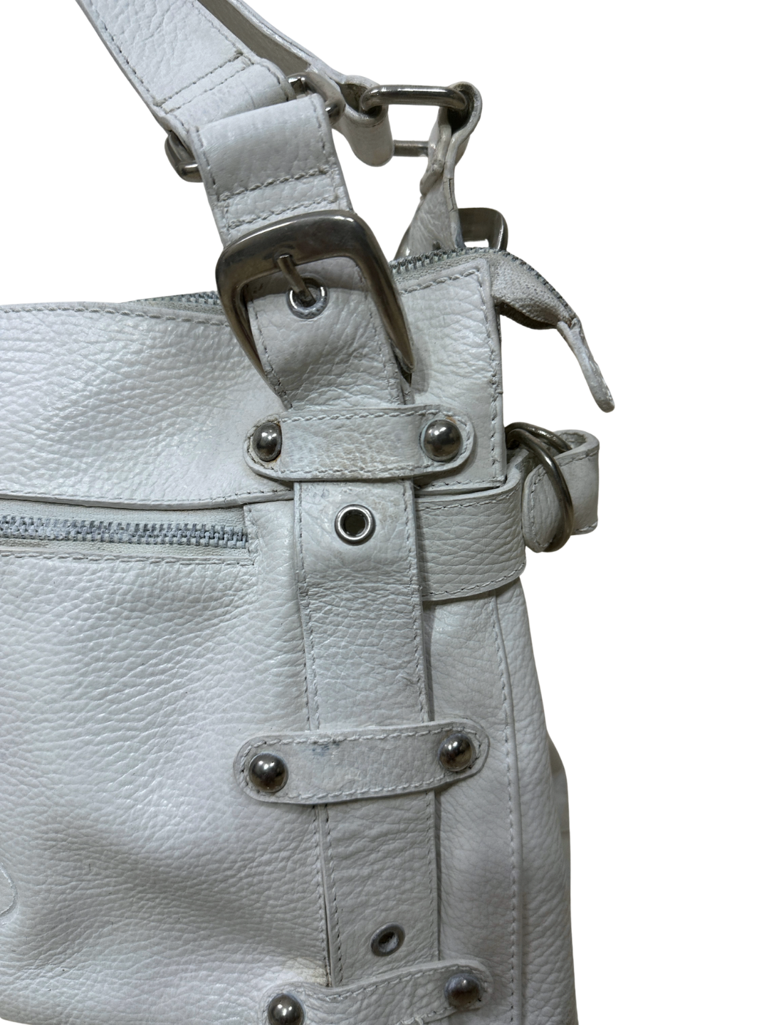 Leather Home Studded Leather Buckled Shoulder Bag
