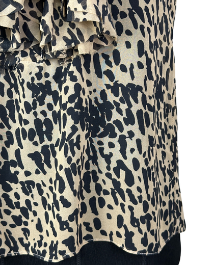 Sleeveless Leopard Print Ruffle Blouse