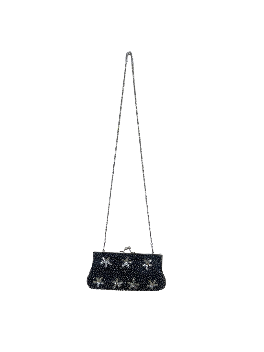 George Sequin Beaded Evening Clutch with Chain