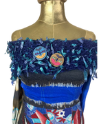 Y2K Save The Queen Mixed Print Off-Shoulder Statement Top