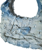 Y2K Light Wash Distressed Denim Mini Bag with Bow Detail