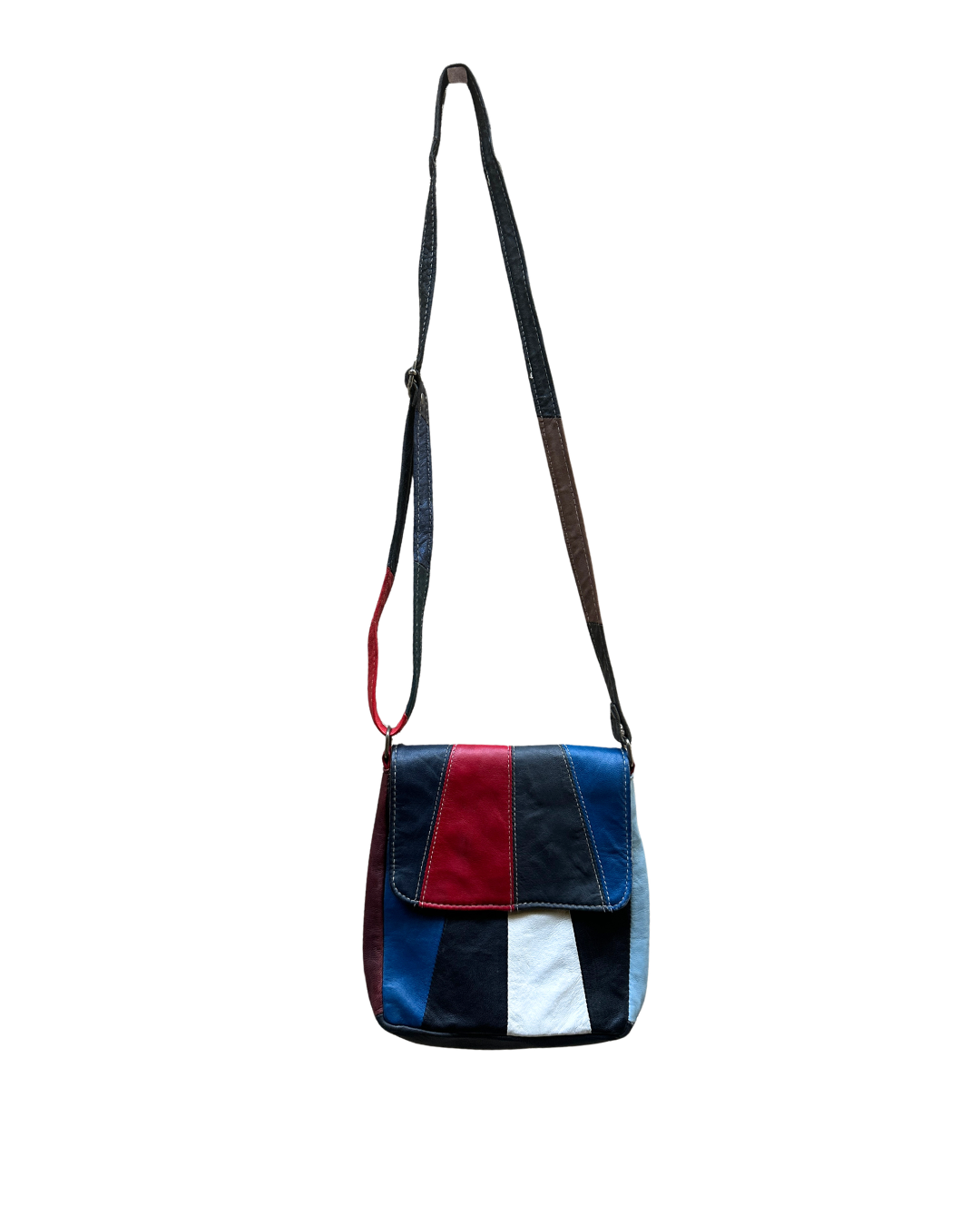 Colorblock Crossbody Genuine Leather Crossbody Bag