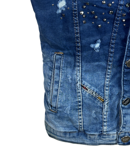 Vintage Mario Morato Studded Denim Vest with Raw Edges