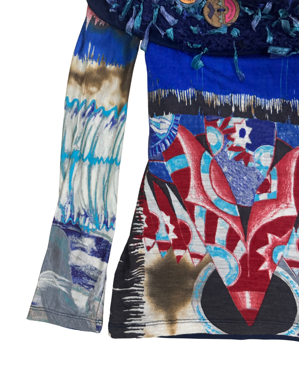 Y2K Save The Queen Mixed Print Off-Shoulder Statement Top