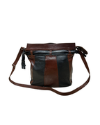 90s Grunge Slouchy Genuine Leather Bag with Plaid Lining