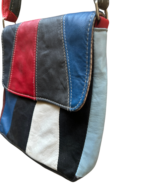 Colorblock Crossbody Genuine Leather Crossbody Bag