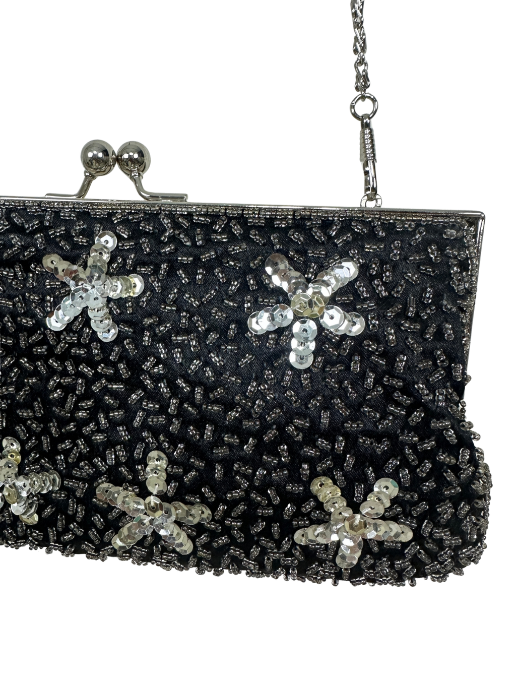 George Sequin Beaded Evening Clutch with Chain