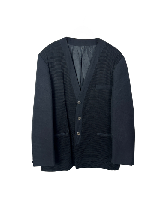 Vintage Babouche Black Ribbed Wool Blend Blazer 52